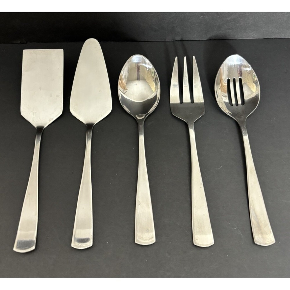 5 Tahari Home Serving Pieces Flatware Stainless Pie Server Serving Spoon Fork